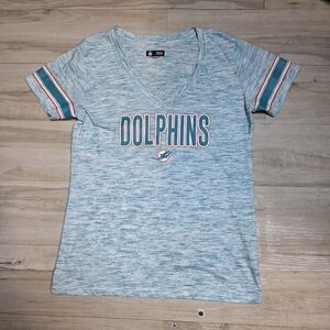 NFL Miami Dolphins Teal Space Dye Fitted Tee Shirt Women's Large